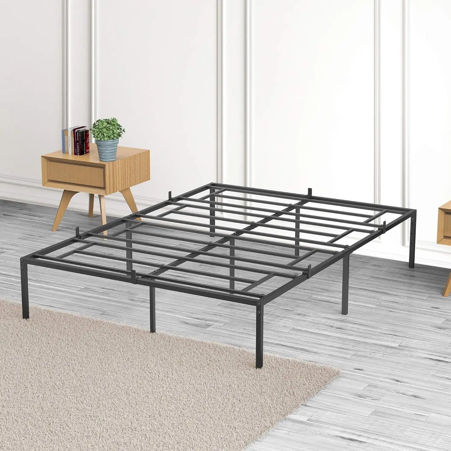 Hign-concerned Modern Metal Bed Frame With Heavy Duty Slats