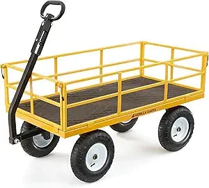 Heavy Duty All Terrain Garden Wagon 1200 Lb Yellow Utility Cart