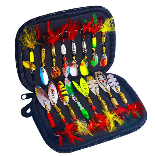 16PCS Metal Bait Spinner Lures Kit for Bass Trout Fishing