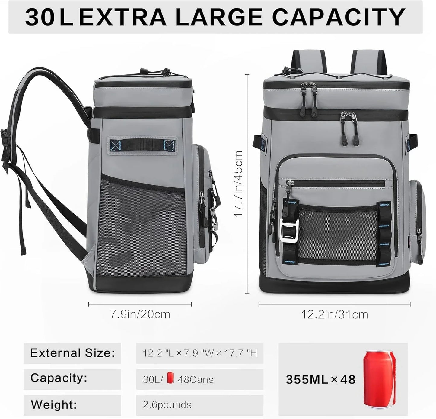 Large Waterproof Insulated Cooler Backpack for Outdoor Use