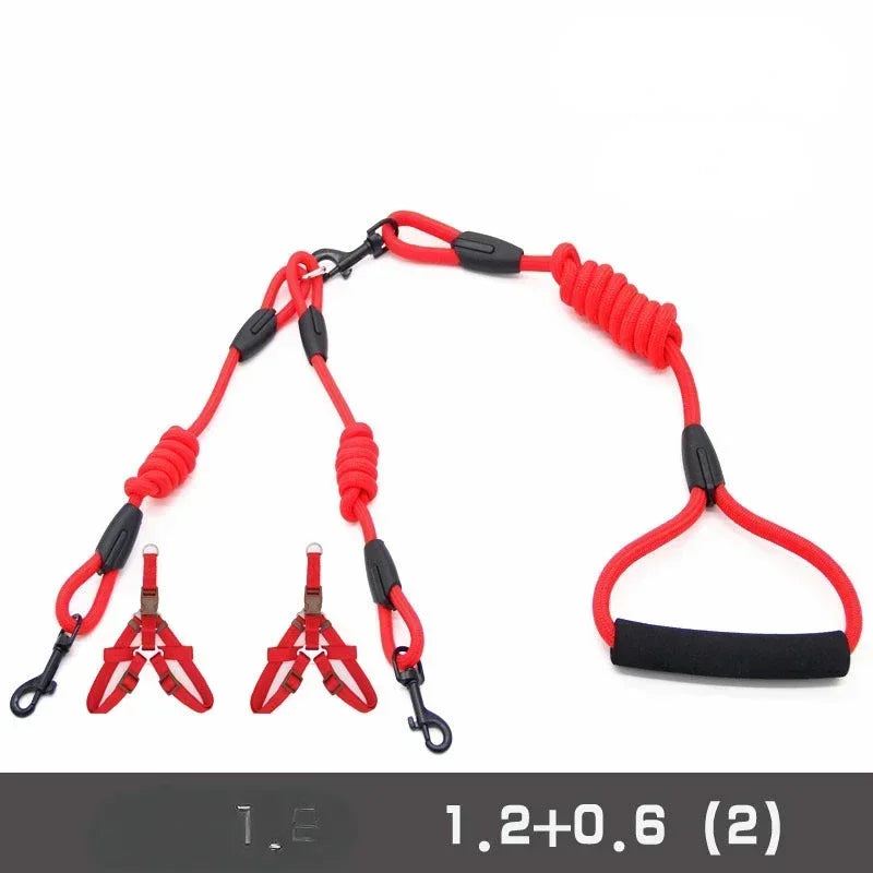 Guangdong Double Nylon Dog Leash With Twin Coupler