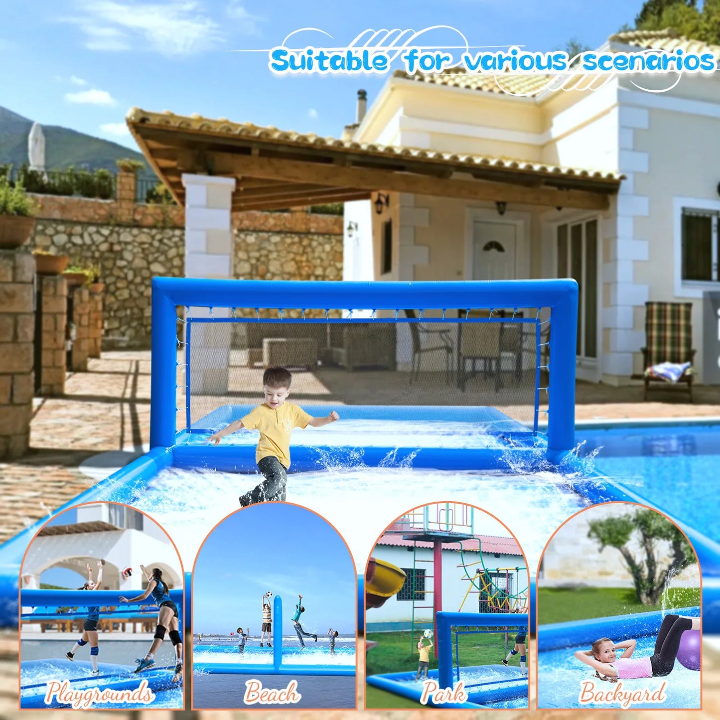King Inflatable Outdoor Volleyball Court With 800W Blower