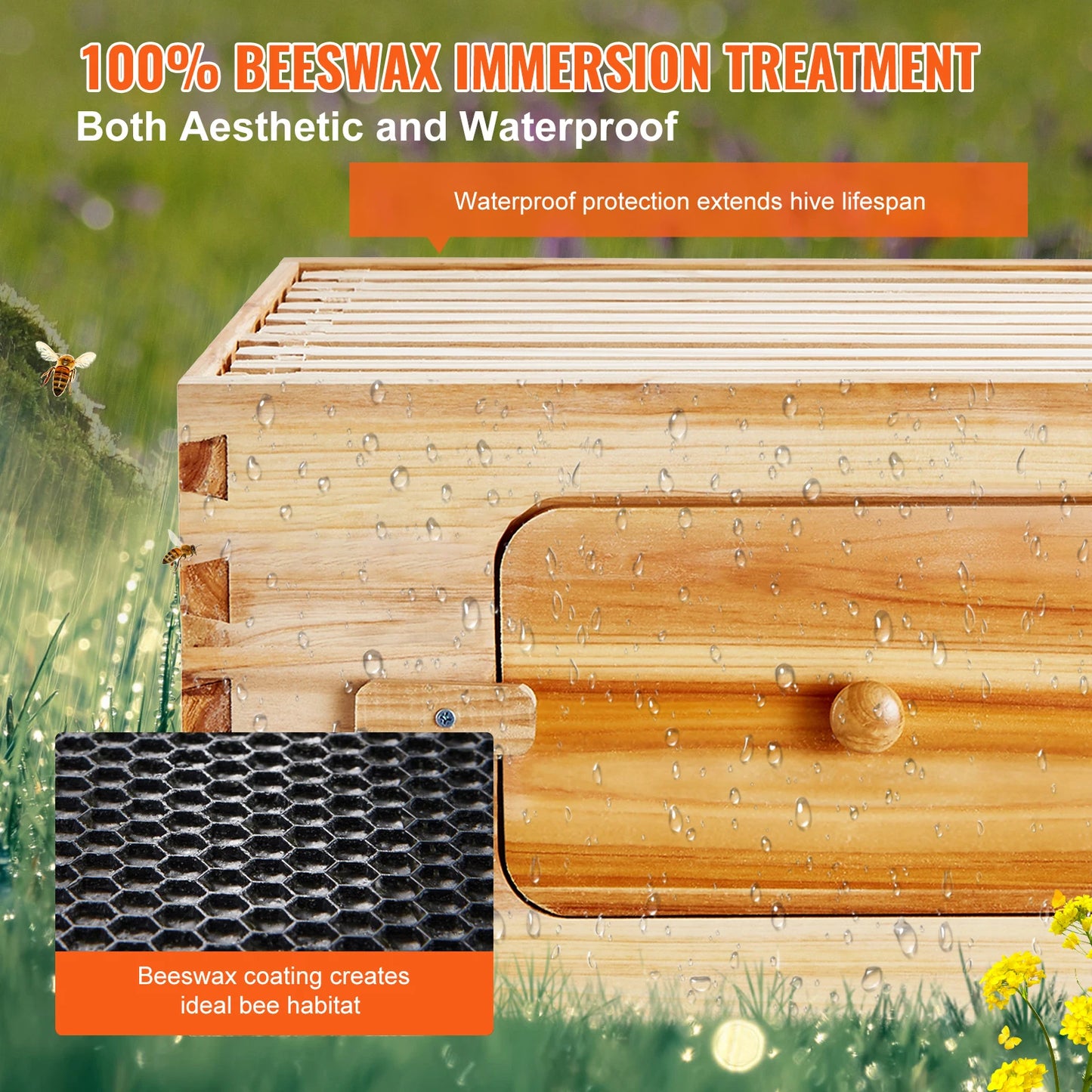 SucceBuy Natural Cedar Langstroth Beehive Deep Box Kit