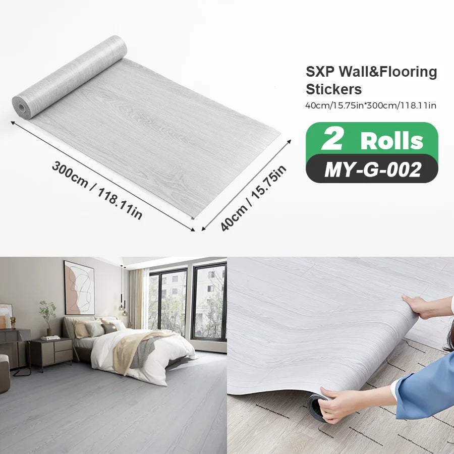 2 Rolls Self Adhesive Wall Floor Sticker Wood Grain Marble