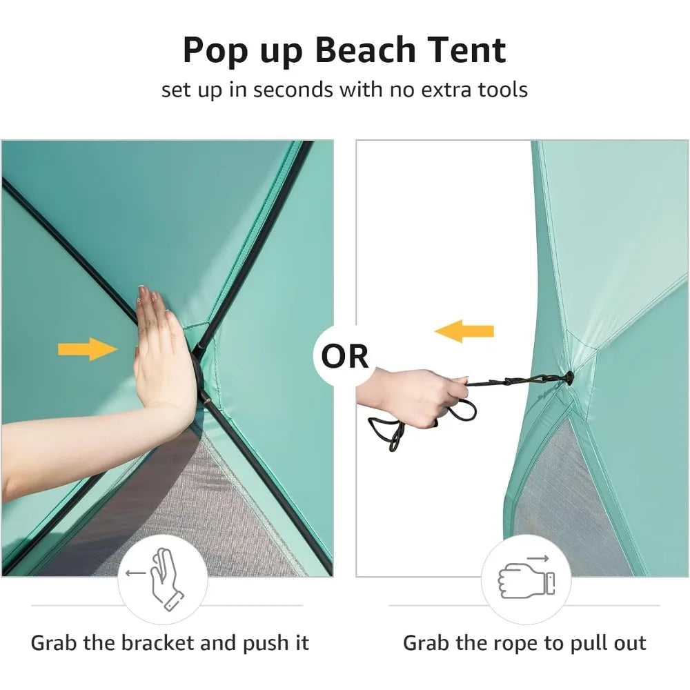 XMSJ Pop Up Beach Tent Portable UPF50 Sun Shelter Camping