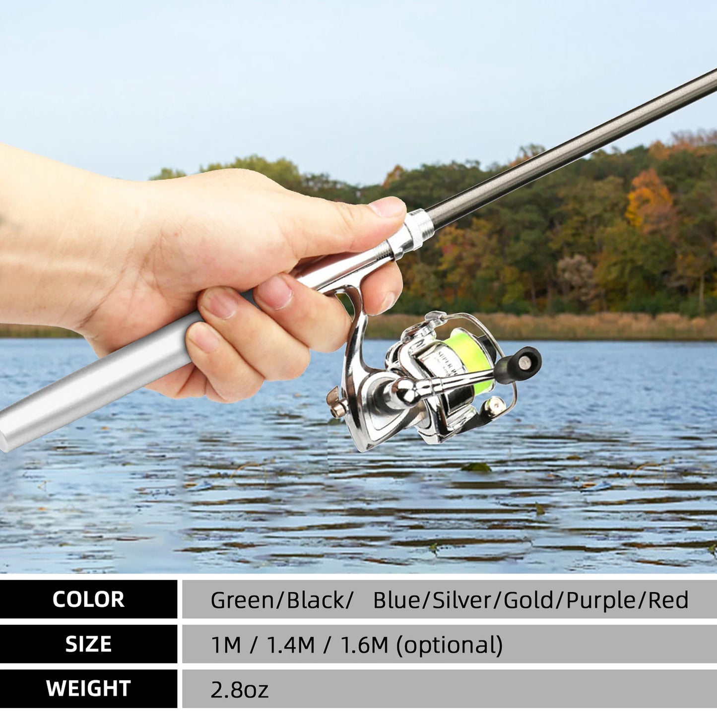 Tomshoo Pocket Collapsible Fishing Rod Reel Combo Kit