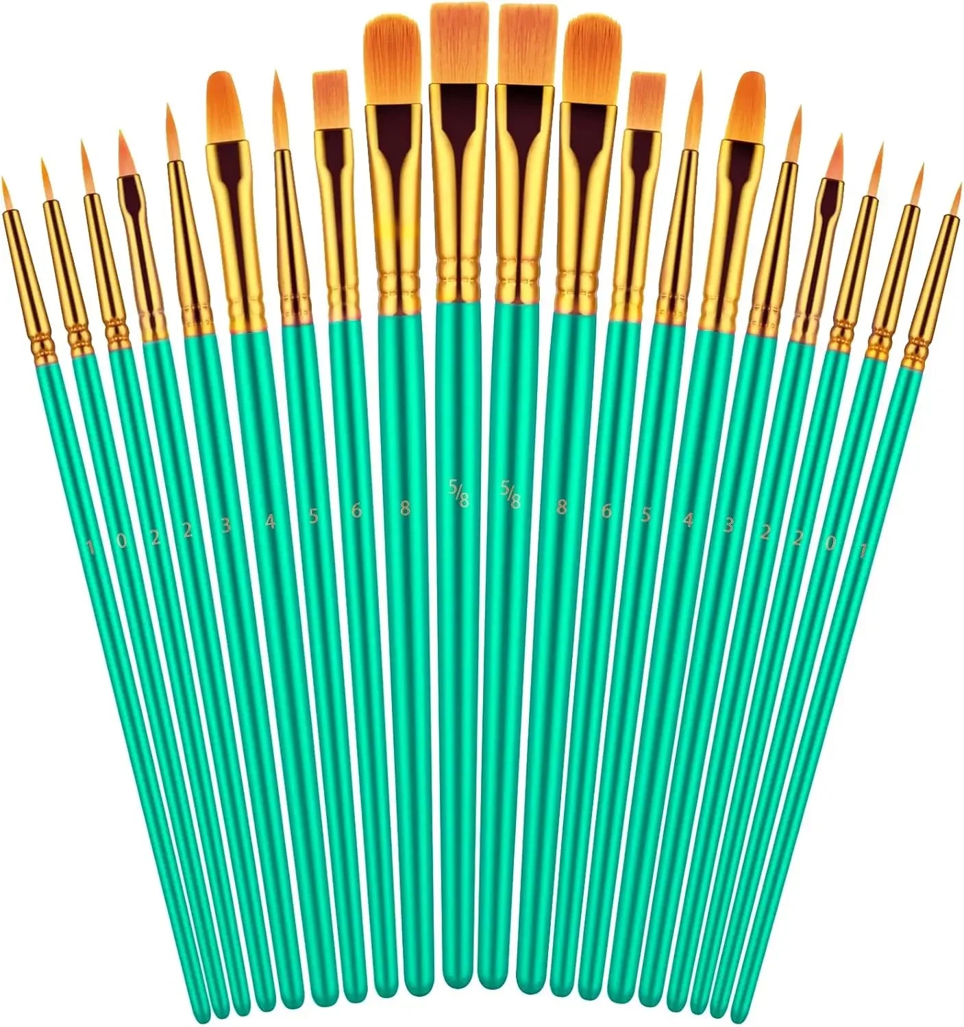 20 Professional Paint Brushes for Oil Watercolor and Acrylic Art