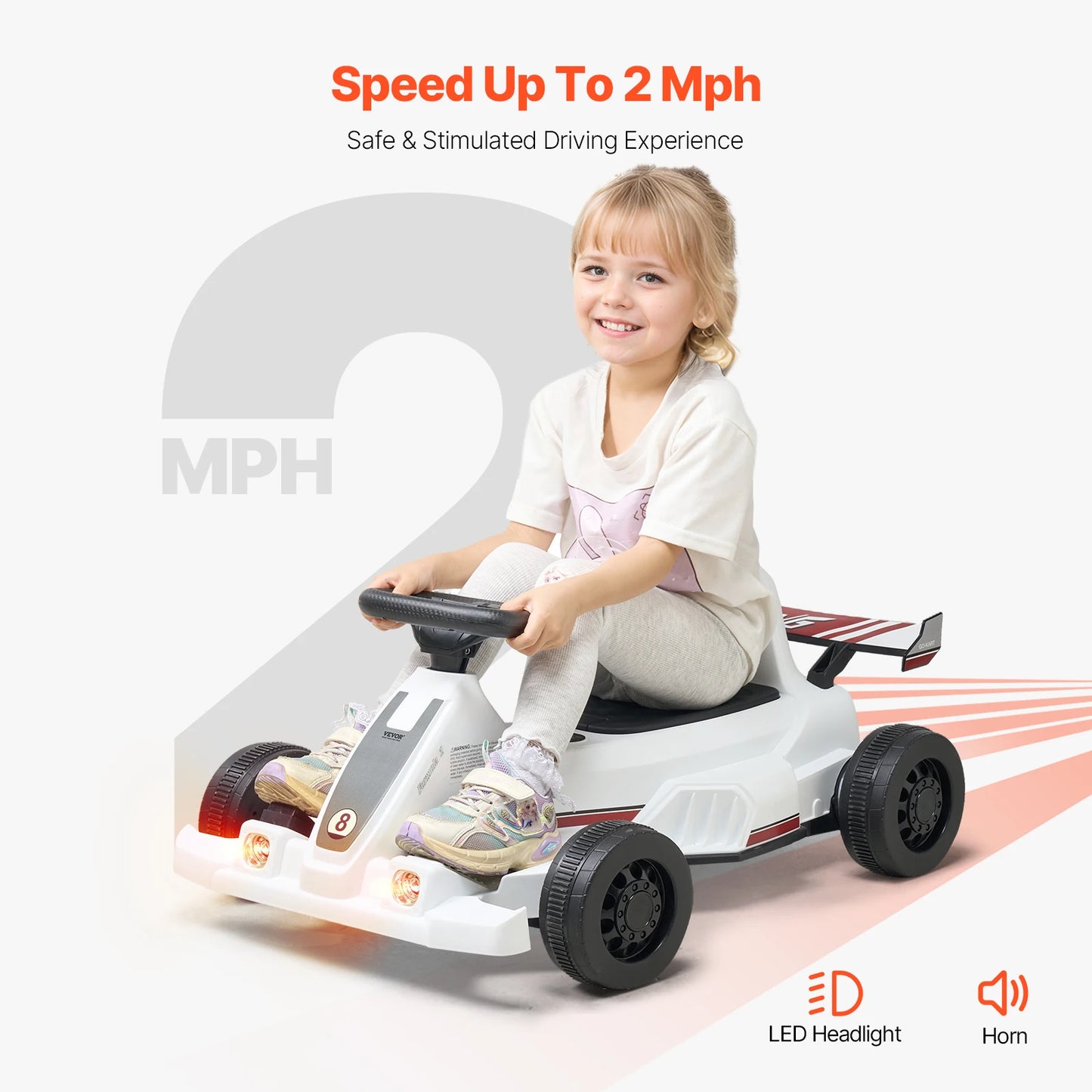 SucceBuy 6V Electric Pedal Go Kart With LED Headlights