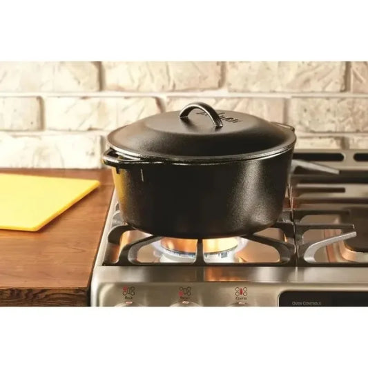 Innovative 7 Quart Pre-Seasoned Cast Iron Dutch Oven Black