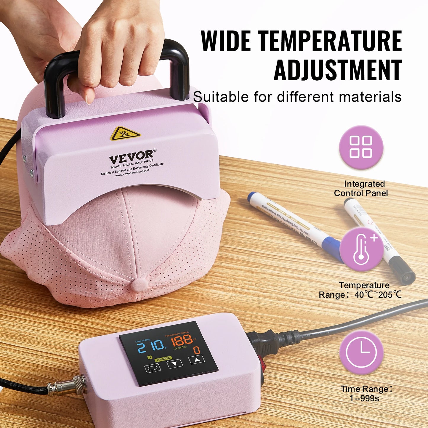 SucceBuy Hat Press Machine for Caps Safety Base Enhanced