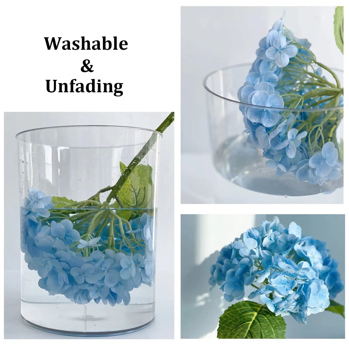2 to 8 Pieces Artificial Hydrangeas 21 Inch Real Touch Latex Faux Hydrangea for Party Wedding Home Decor Outdoor Bouquet