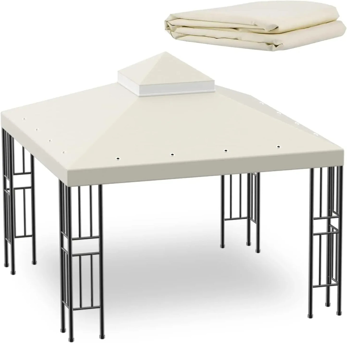 Sumfaller 10x10 FT Double Tiered Gazebo Replacement Canopy Cover