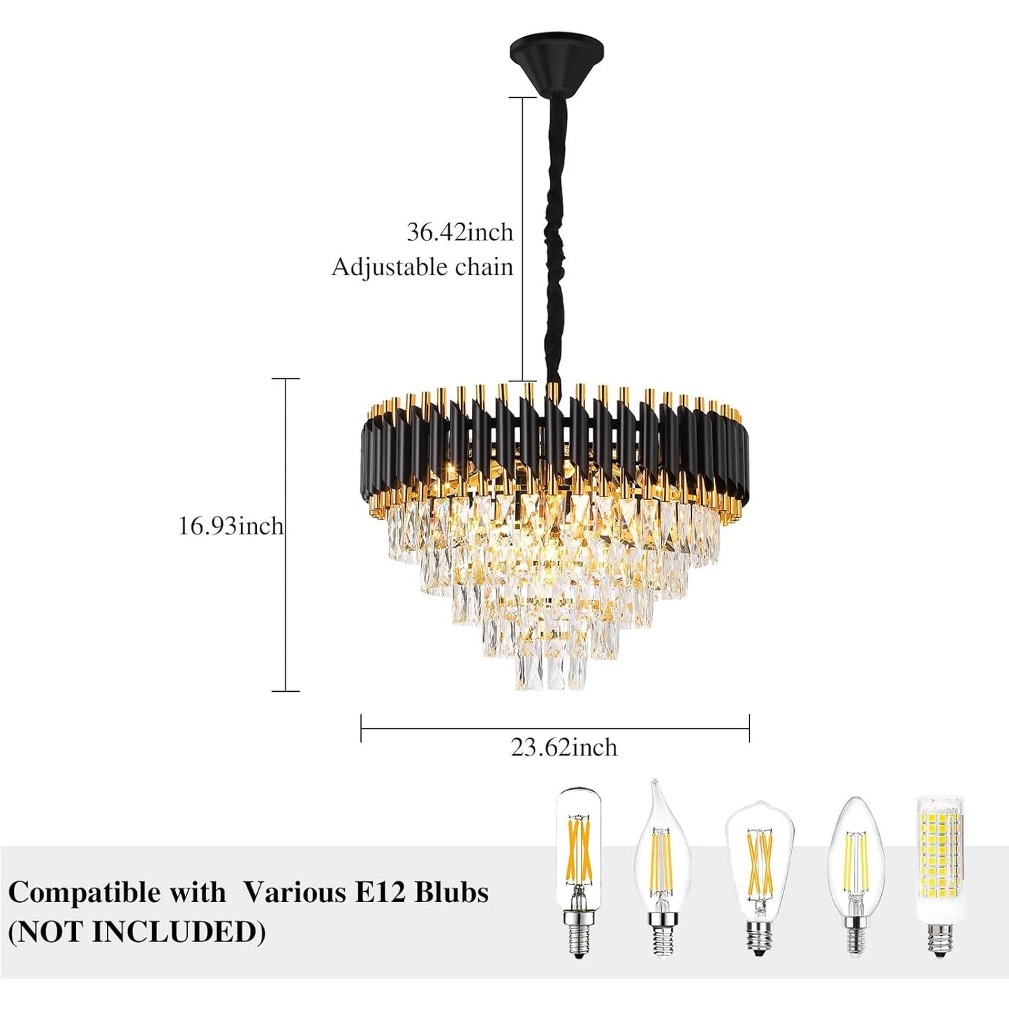 Litake Luxury Crystal Pendant Lights Aluminum Chandelier