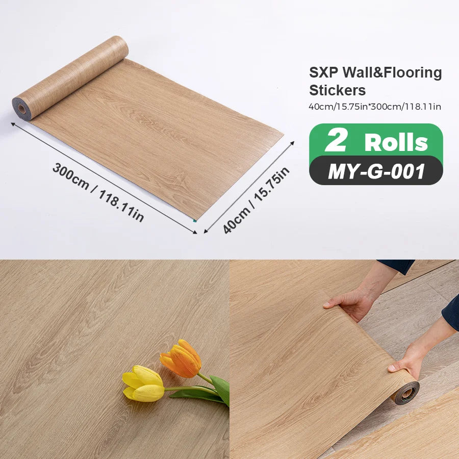 2 Rolls Self Adhesive Wall Floor Sticker Wood Grain Marble