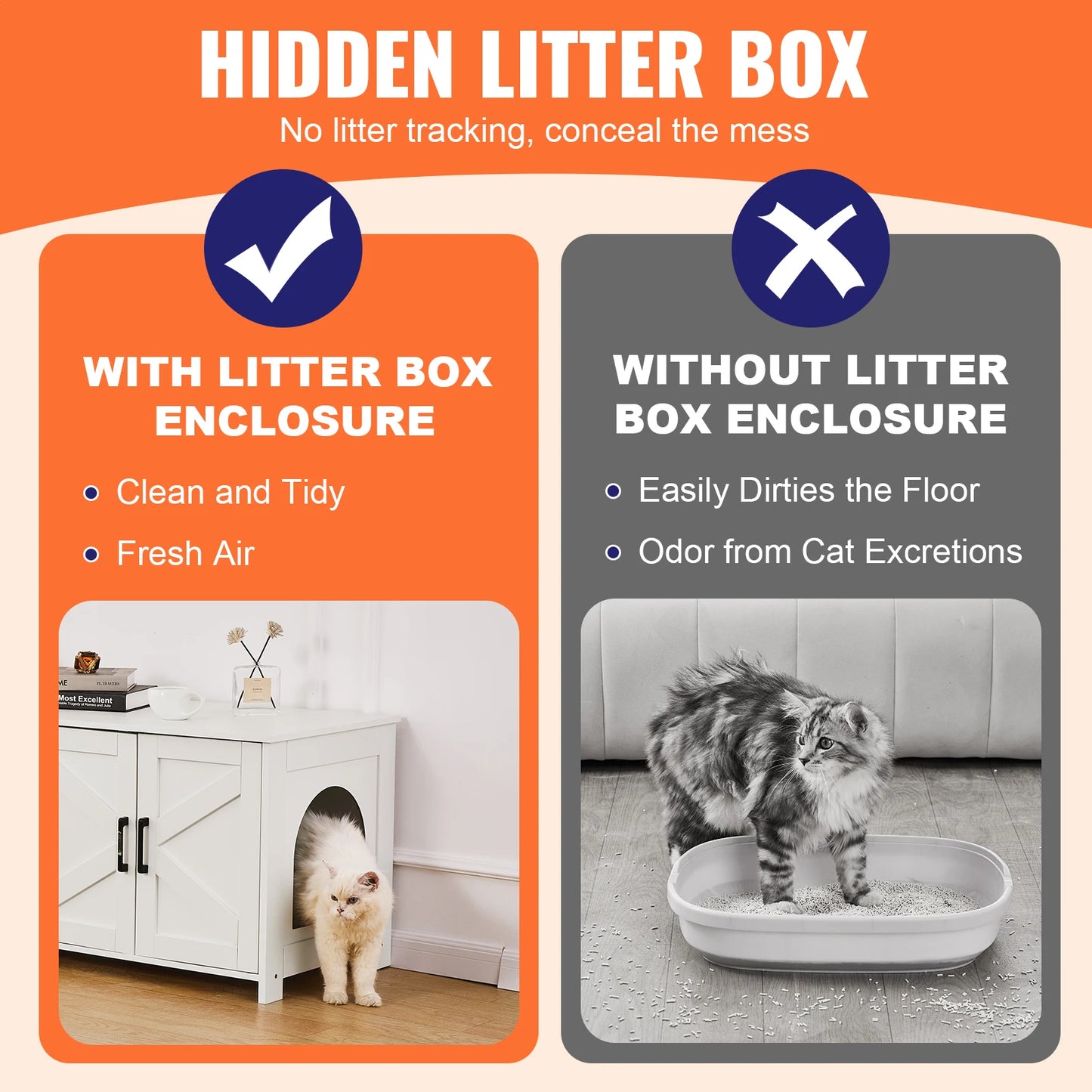 SucceBuy Cat Litter Box Enclosure Furniture For Cats