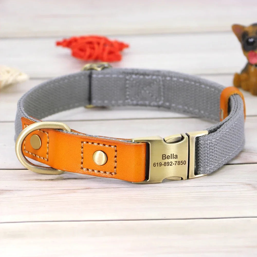 Pet Artist Nylon Custom Dog Collar Leash Set Nameplate