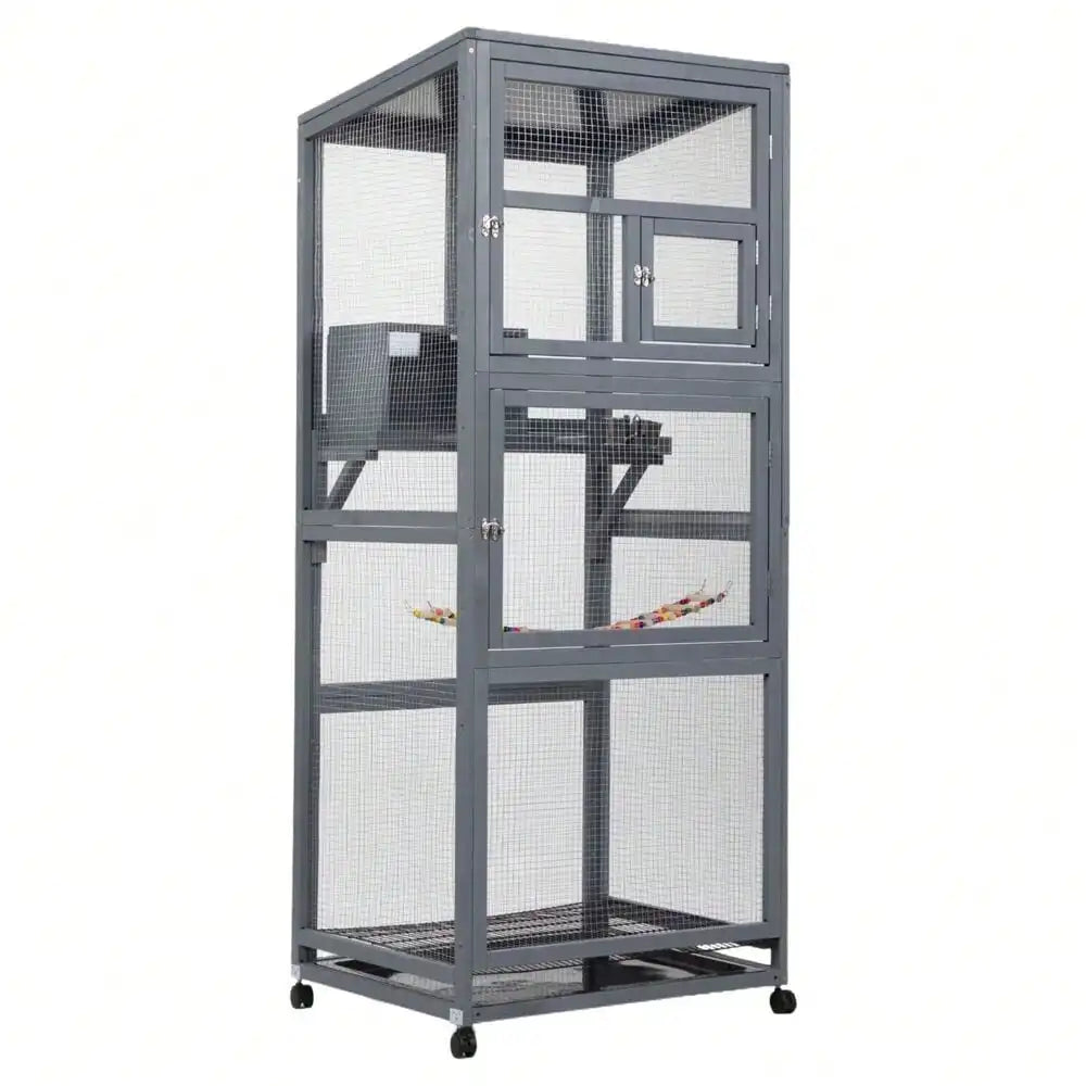 Large Wood Bird Cage – Convenient On Wheels