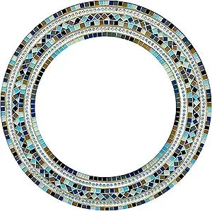 Handcrafted Turquoise Mosaic Round Wall Mirror by NoEnName_Null