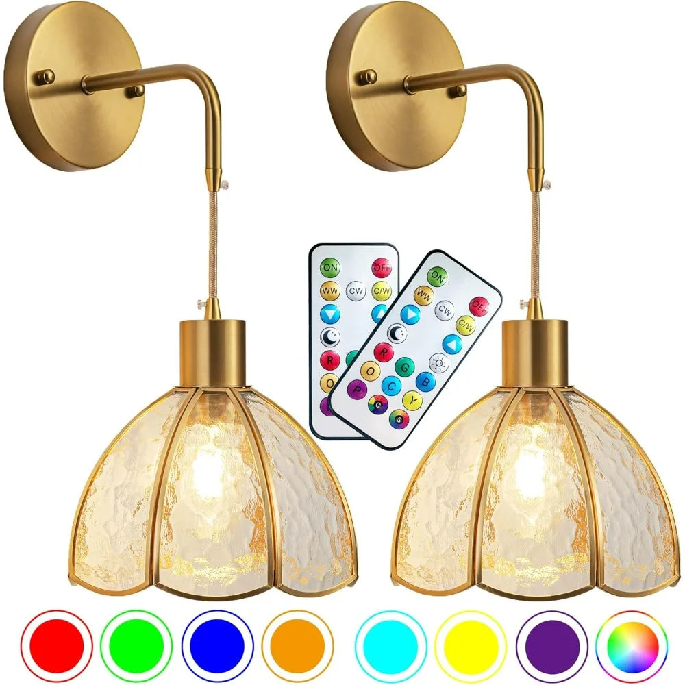 Battery Operated Wall Sconces Set Of Two With Remote Control