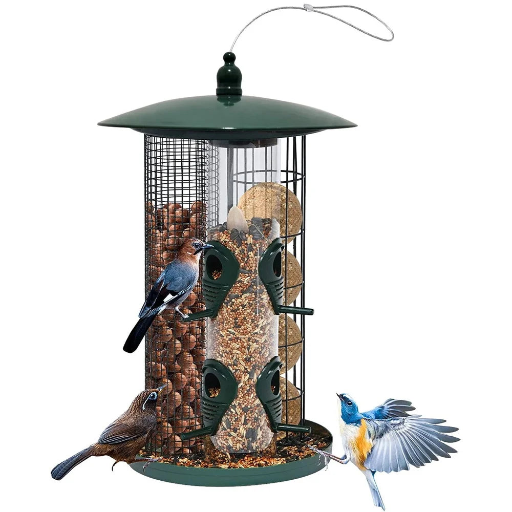 XMSJ 3 In 1 Metal Hanging Bird Feeder With 3 Feeding Ports