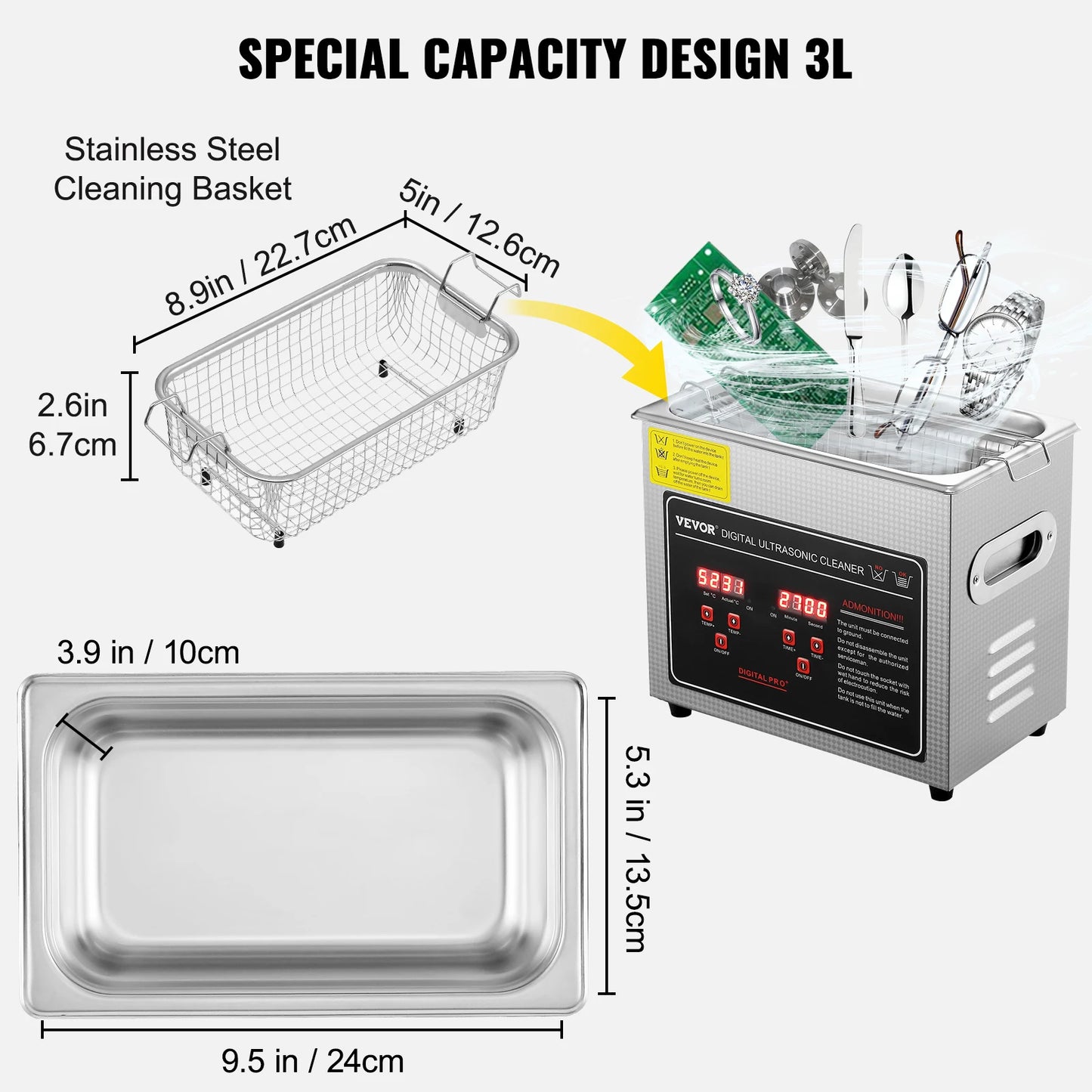 VEVOR Ultrasonic Cleaner Portable Heated Washing Machine