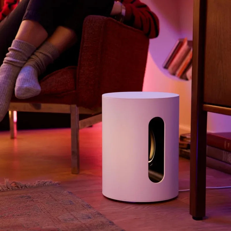 Compact White Wireless Sub Mini Subwoofer for Home Audio