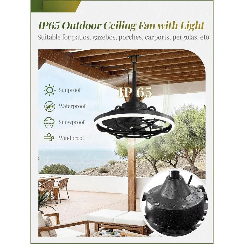 Outdoor Ceiling Fan with Light for Patios and Gazebos