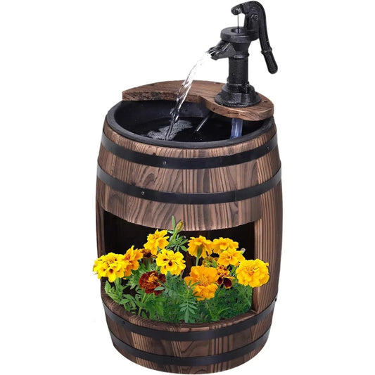 Aosom LLC Rustic Apple Barrel Garden Water Fountain