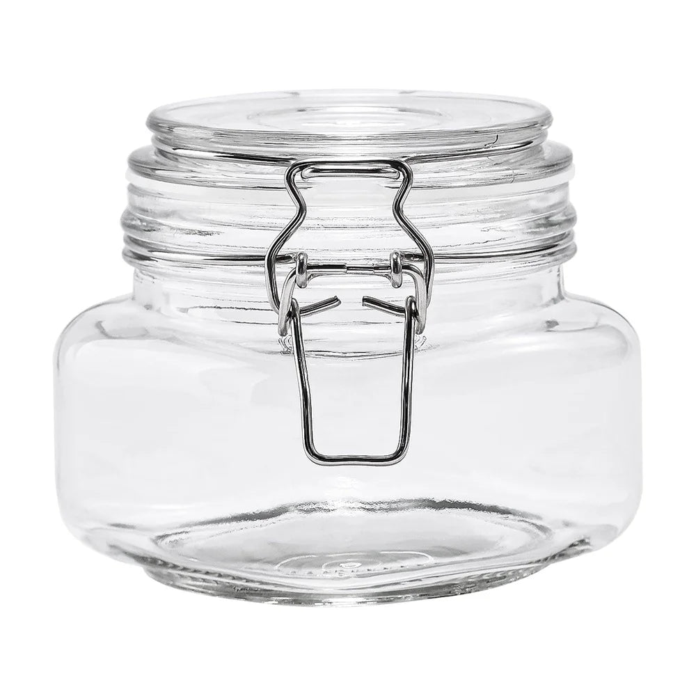 2 Pack 17 Ounce Airtight Glass Storage Jars for Kitchen Use
