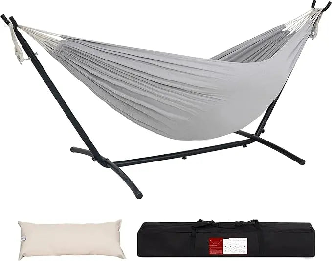 Double Hammock with Space Saving Stand and Carrying Case