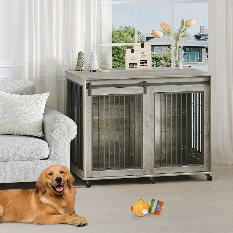 Hign-concerned Dog Crate Furniture With Divider For Dogs
