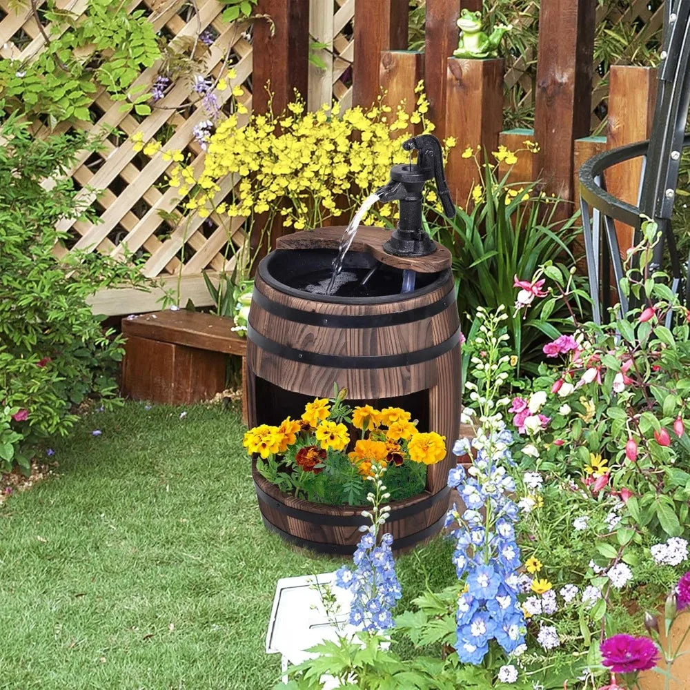 Aosom LLC Rustic Apple Barrel Garden Water Fountain