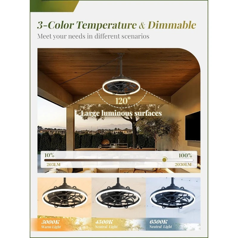 Outdoor Ceiling Fan with Light for Patios and Gazebos
