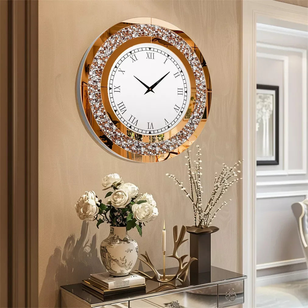 LUVODI Modern 3D Diamond Crystal Wall Clock For Living Room