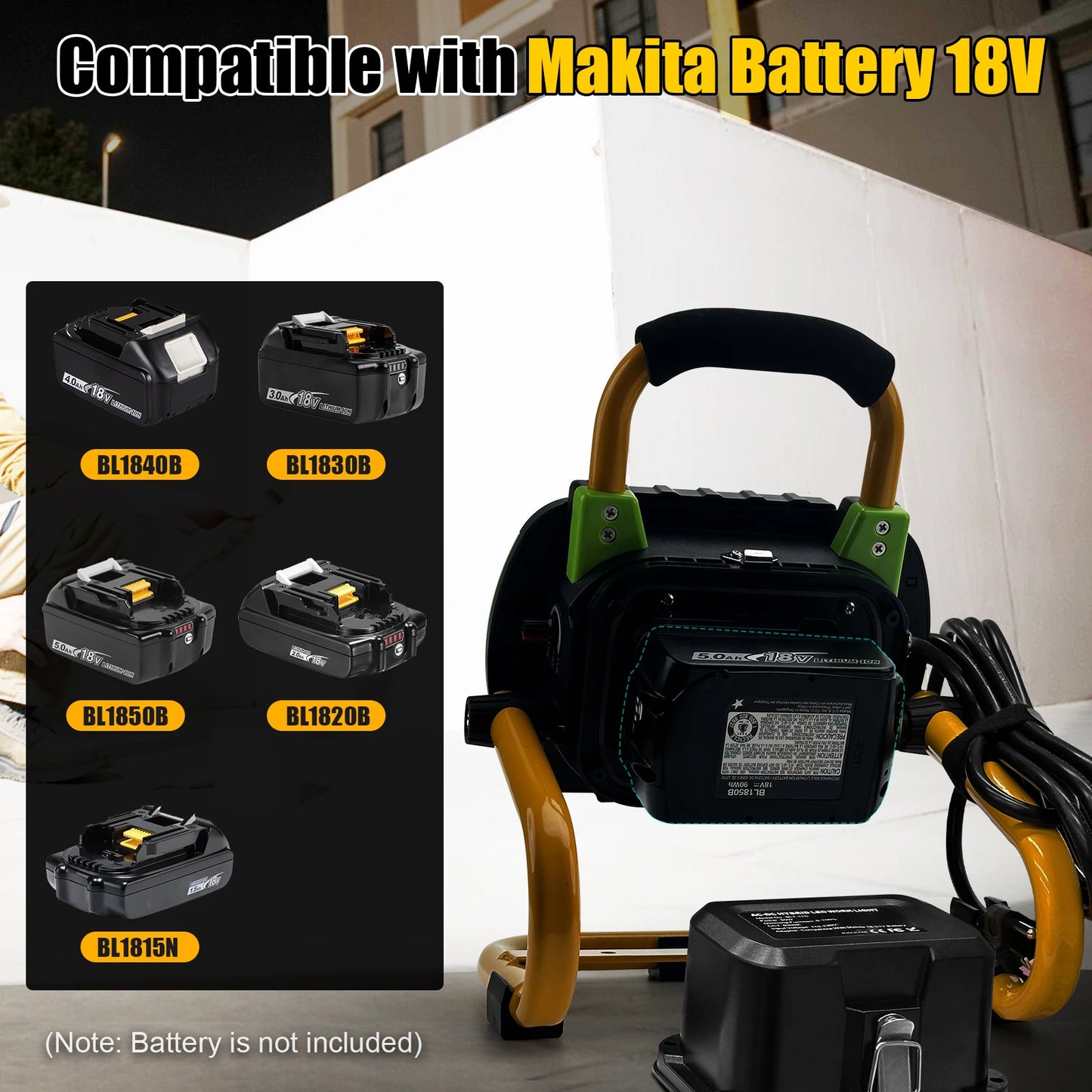 Bulb 50W Hybrid LED Work Light Compatible Makita Battery