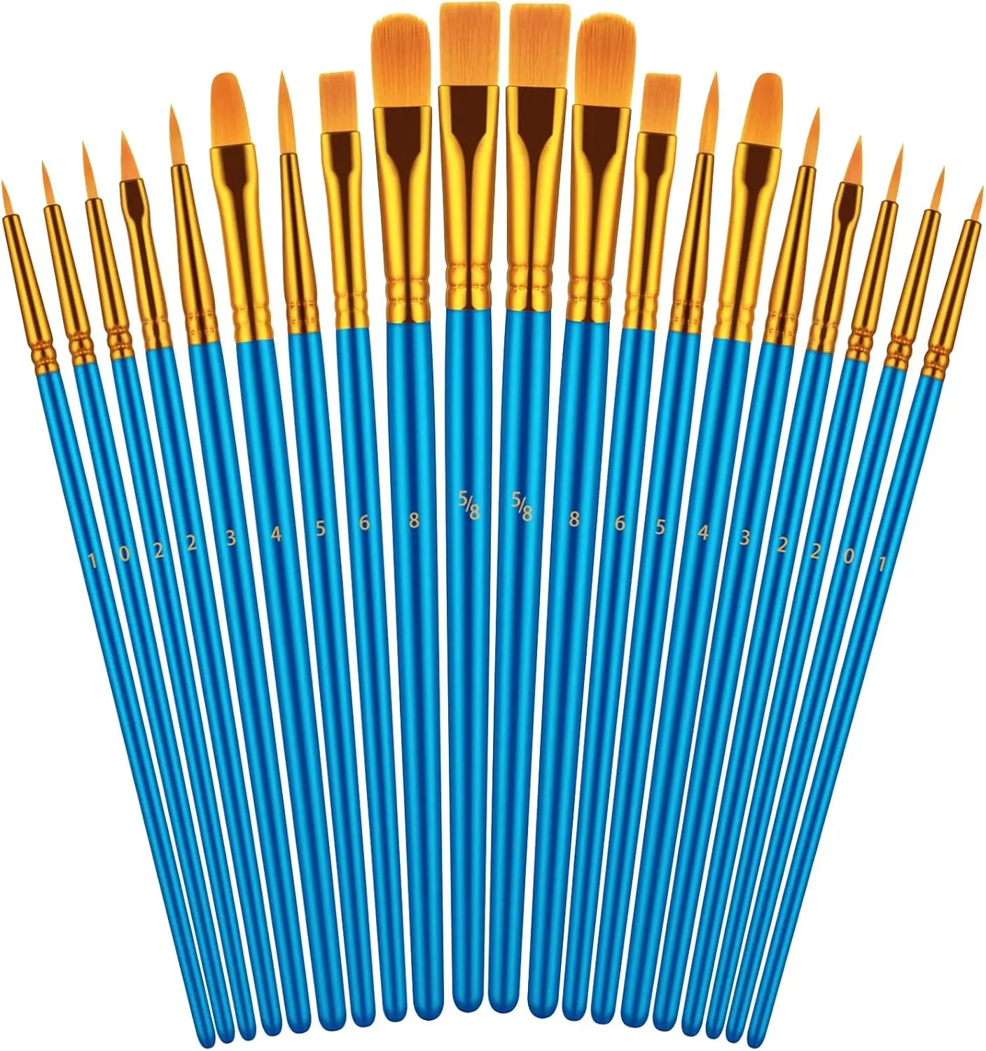20 Professional Paint Brushes for Oil Watercolor and Acrylic Art