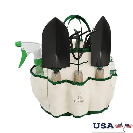 XMSJ 8 Piece Gardening Tool Set with Canvas Tote