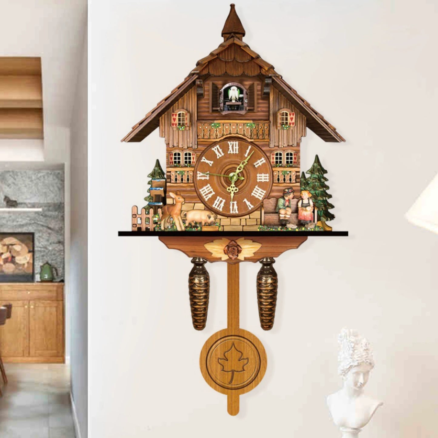 Cuckoo Wall Clock Bird Clock With Swing Alarm Timepiece