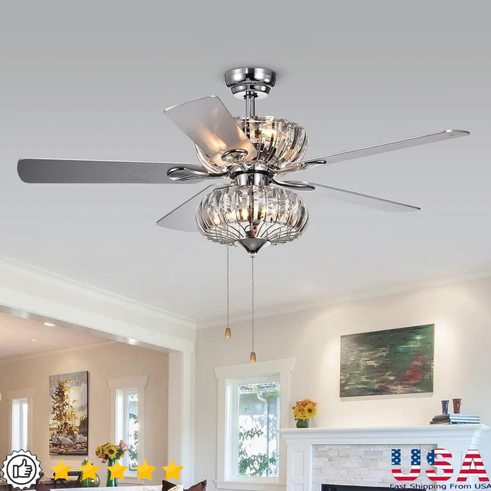 XMSJ Crystal Ceiling Fan With Six Lights And Remote