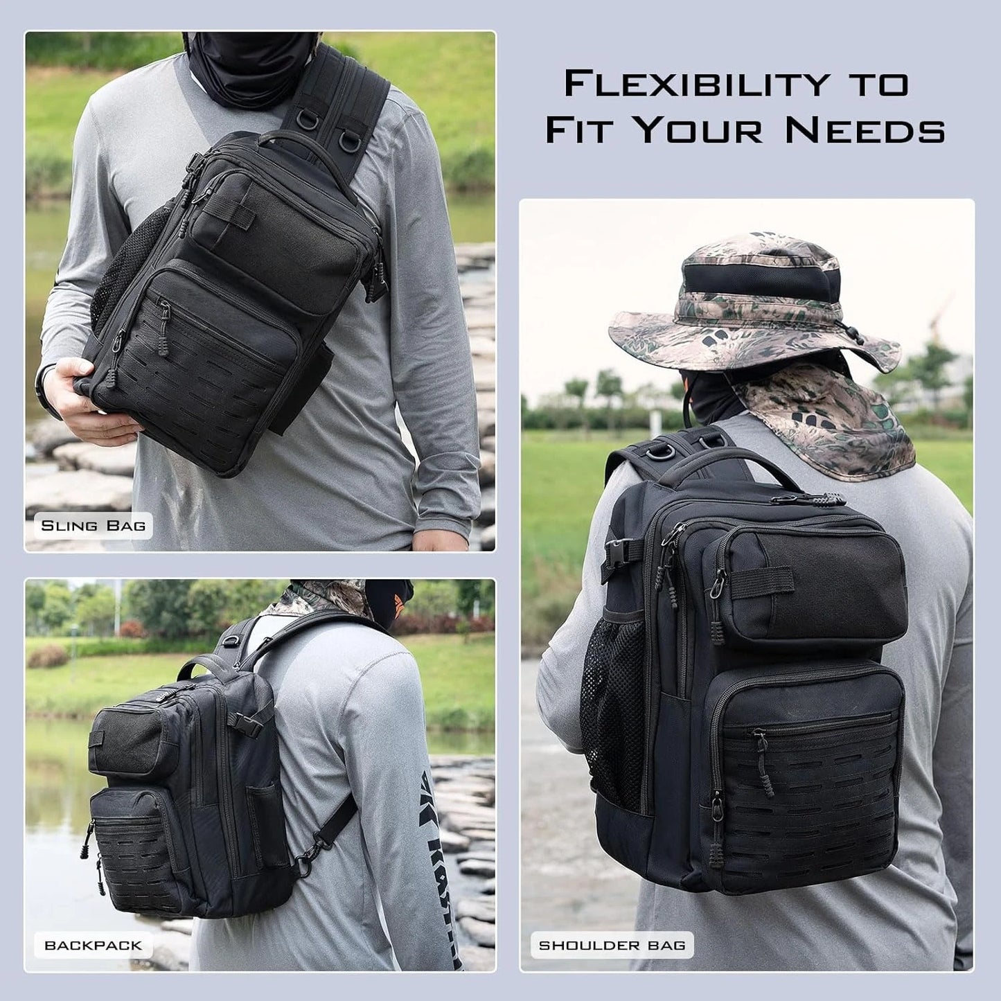 Tactical Fishing Sling Tackle Bag Lightweight Fishing Backpack