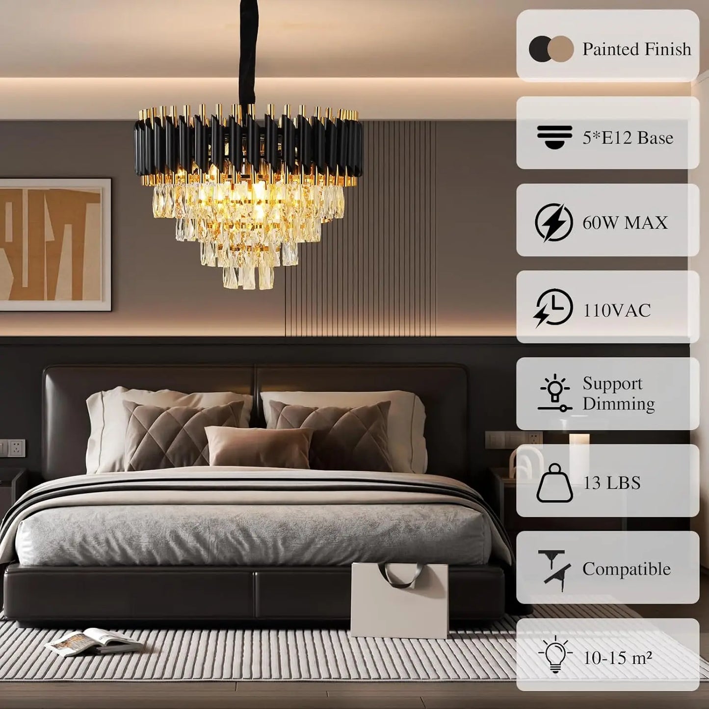 Litake Luxury Crystal Pendant Lights Aluminum Chandelier