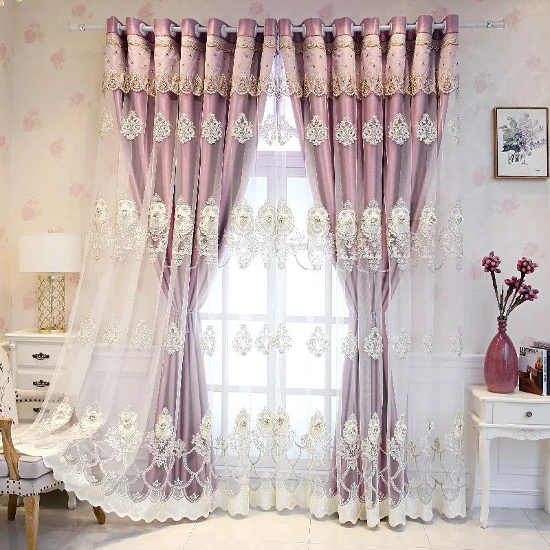 Zhejiang Elegant Double Layer Curtains Embossed Detailing