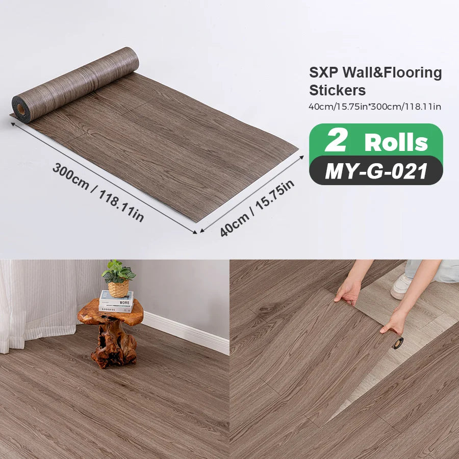 2 Rolls Self Adhesive Wall Floor Sticker Wood Grain Marble