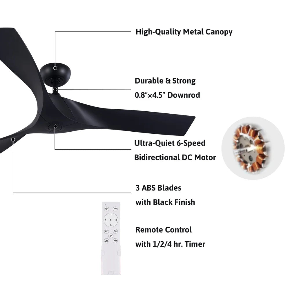 XMSJ Ceiling Fan With Remote Blades Energy Efficient