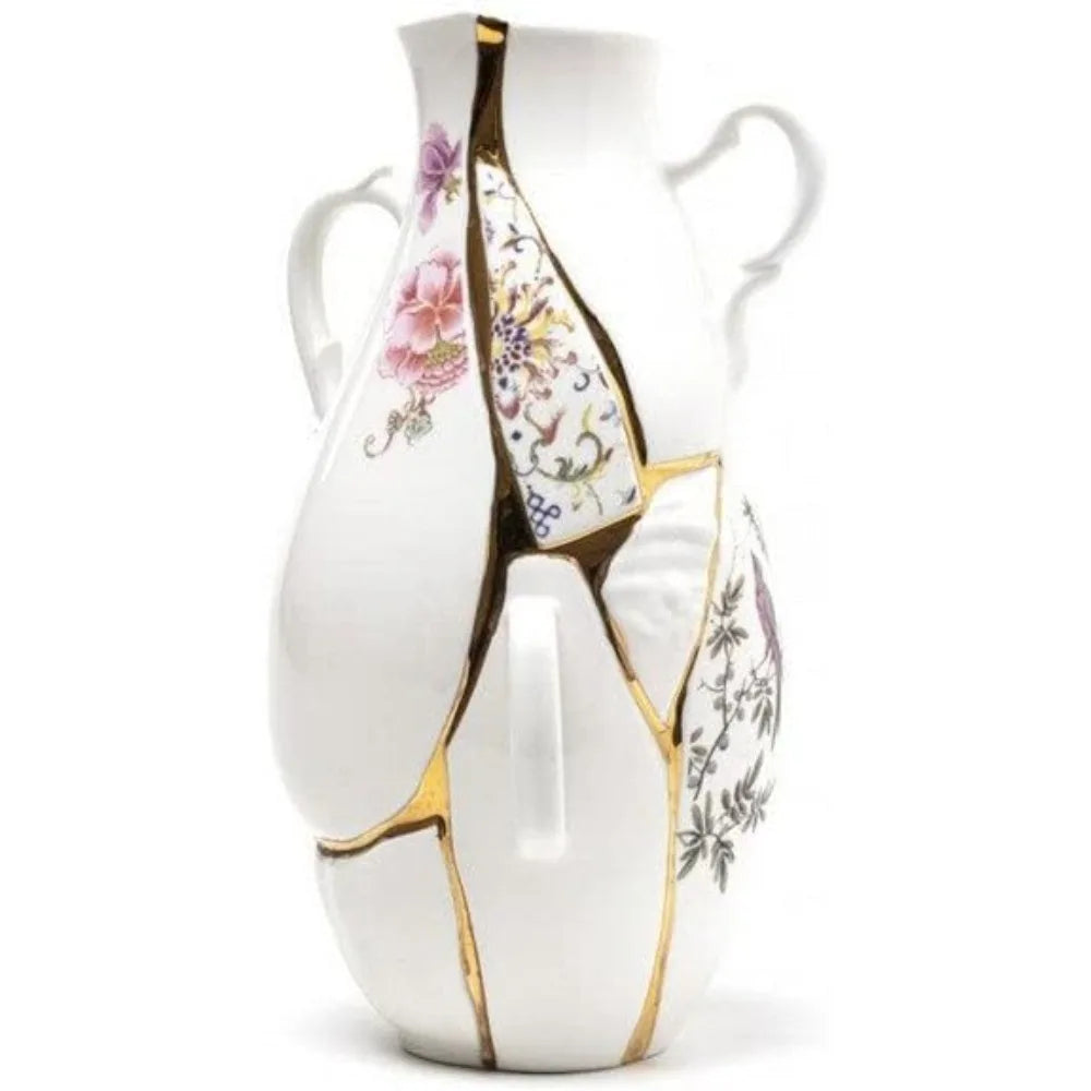 Kintsugi Porcelain Vase 13 Inch Modern Decorative Piece