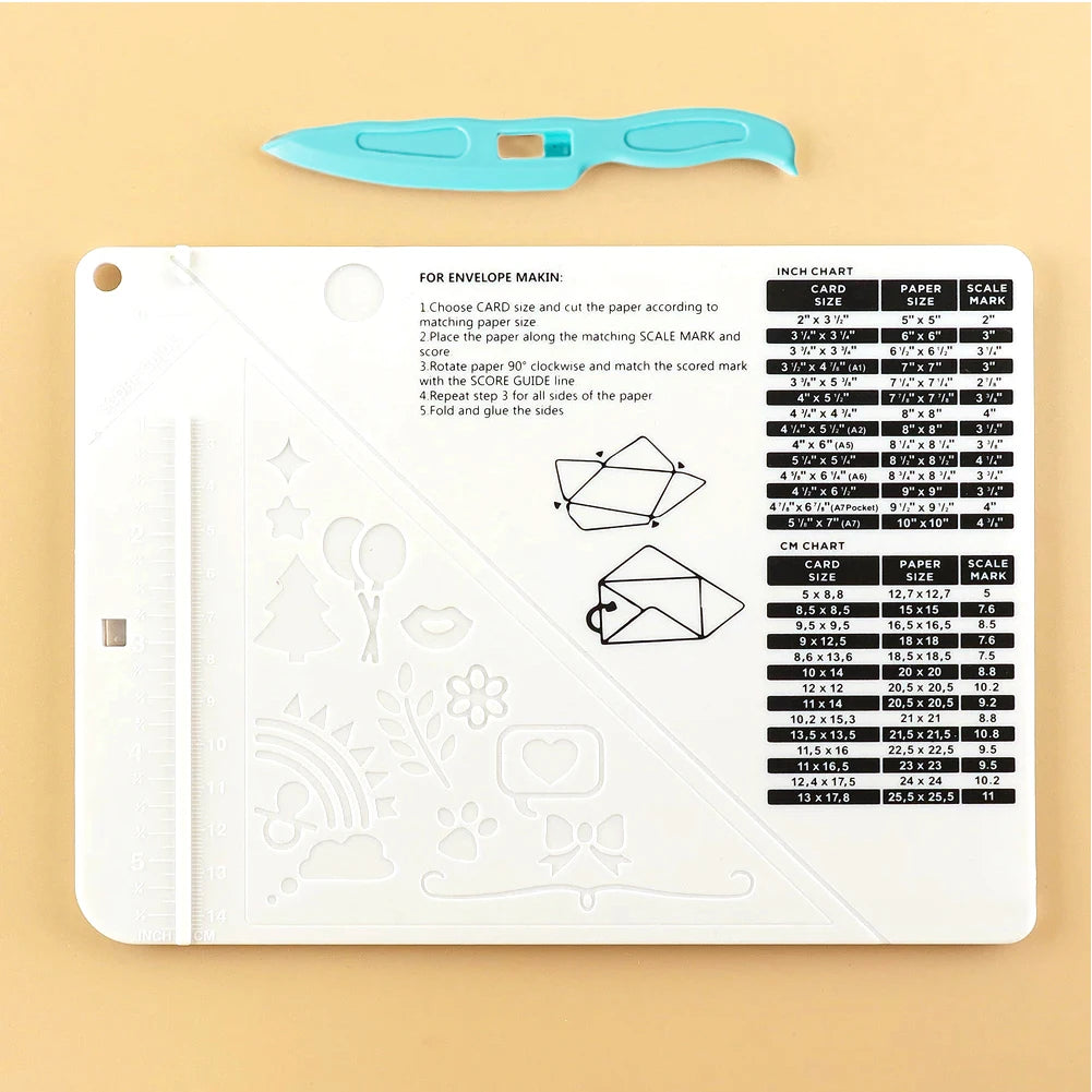 Mini Plastic Scoring Board with Measuring Grid for DIY Crafts