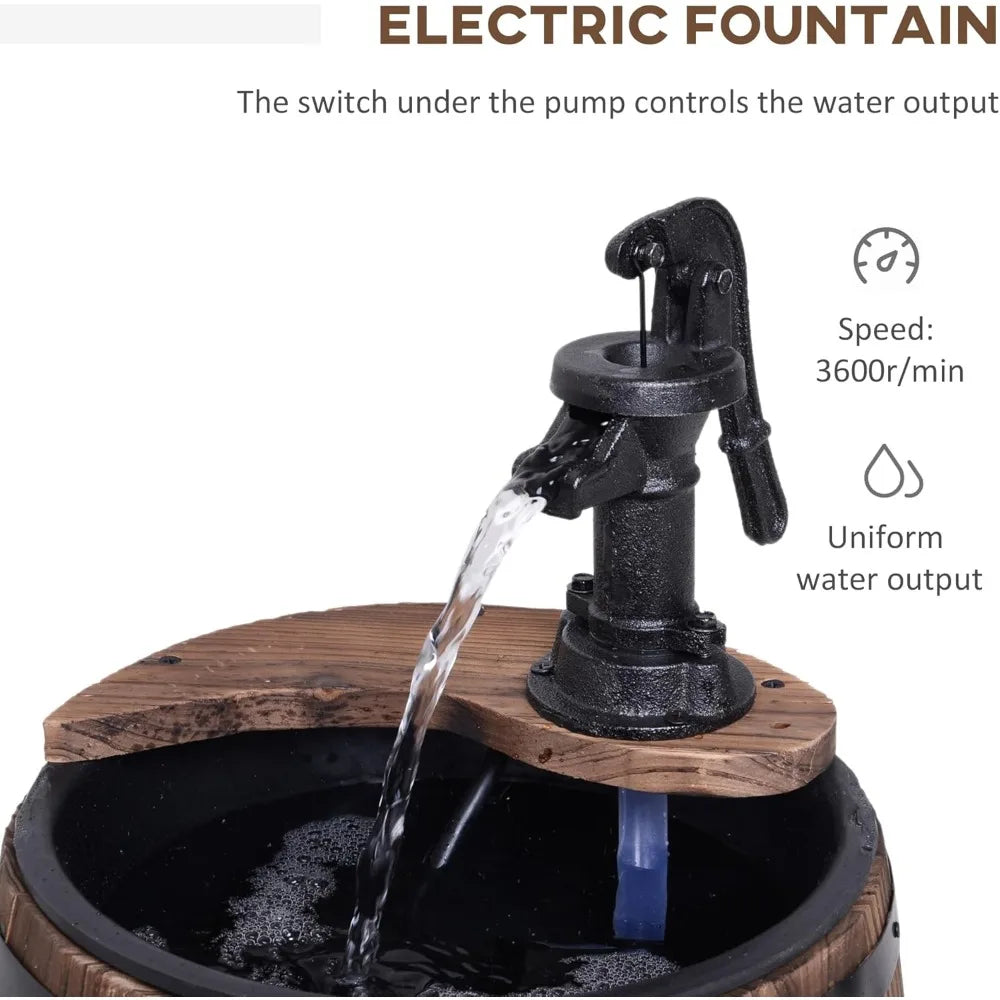 Aosom LLC Rustic Apple Barrel Garden Water Fountain
