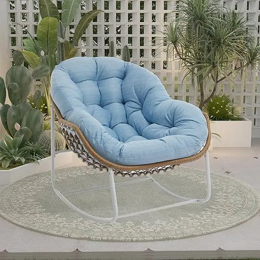 Outdoor Papasan Chair Rocking Patio Egg Chair Rattan Lounge
