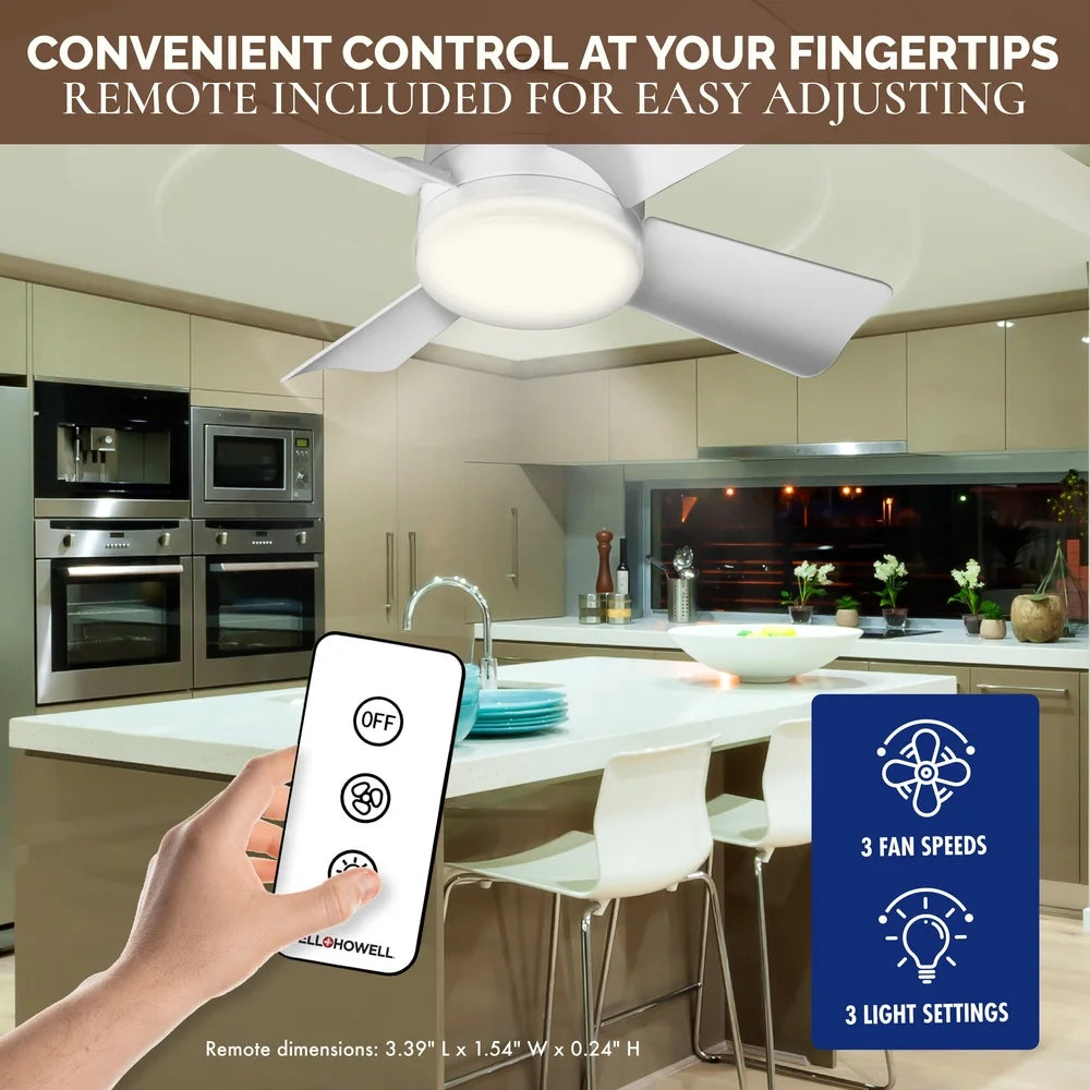 XMSJ Ceiling Fan With Light Remote Control 3 Speeds Indoor