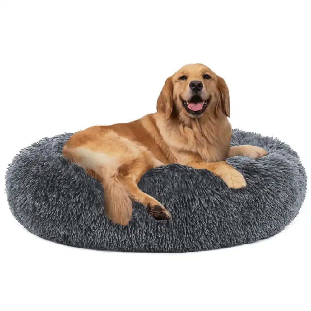 Calming Donut Dog Bed Anti Anxiety Self Warming Plush